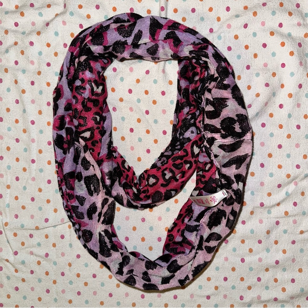Justice Leopard Print Infinity Scarf - Pink & Purple, Semi-Sheer